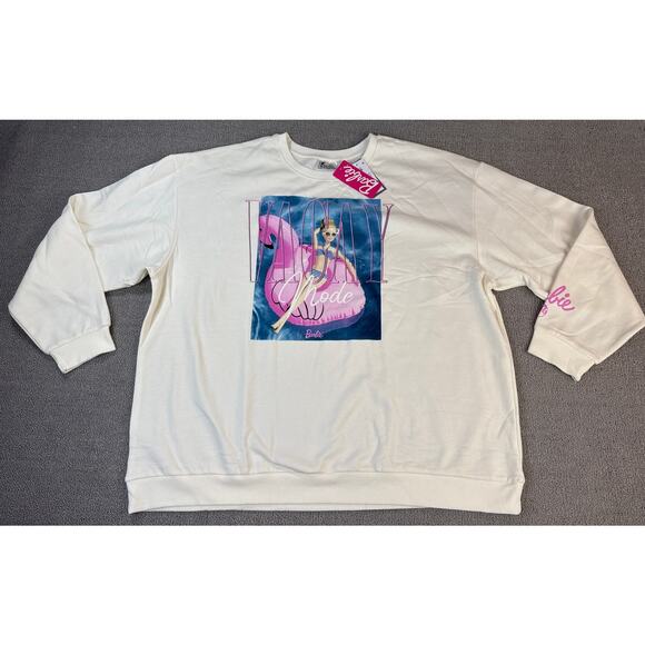Barbie Tops - NWT Barbie Sweatshirt Crewneck Vacay Mode Graphic White Size 3X